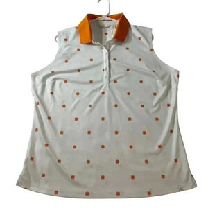 Lady Hagan golf polo medallion print XL Wrinkle free fabric with SPF Athleisure